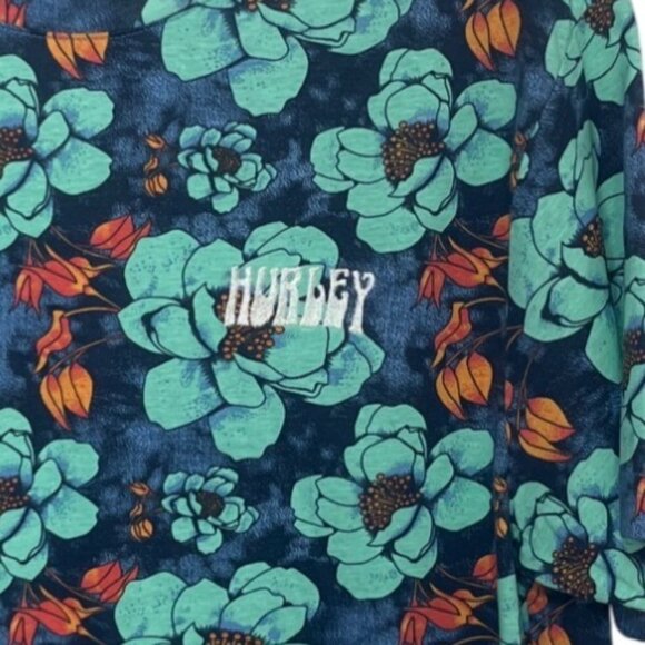 Hurley Floral Print Tshirt Mens Small Blue Orange New WOT Crew Neck - Picture 6 of 8